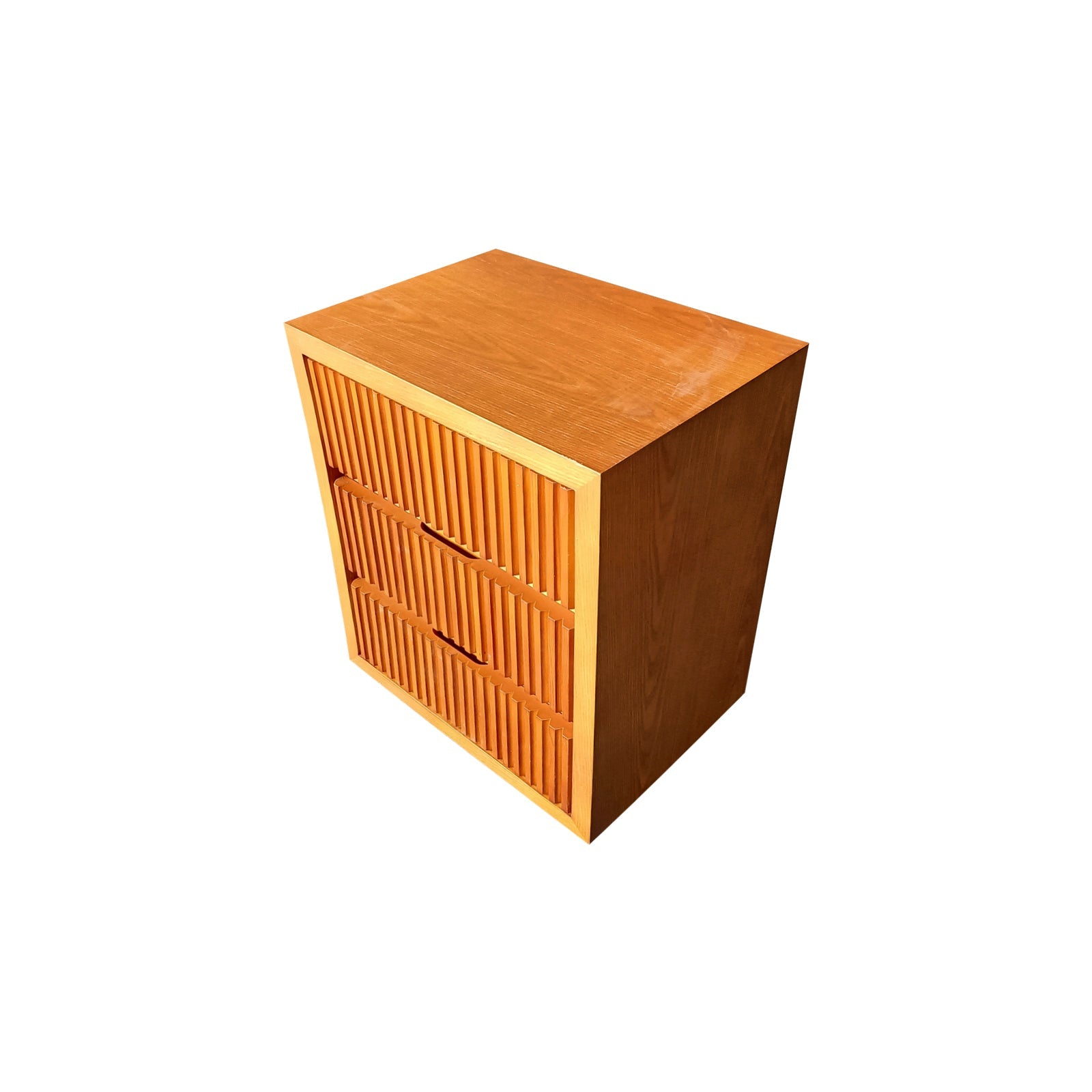 Bedside Table Waveform Design Three Drawers - Brown