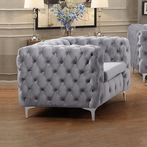 Elegant Single Seater Velvet Armchair with Classic Button Tufting - 2 Colours