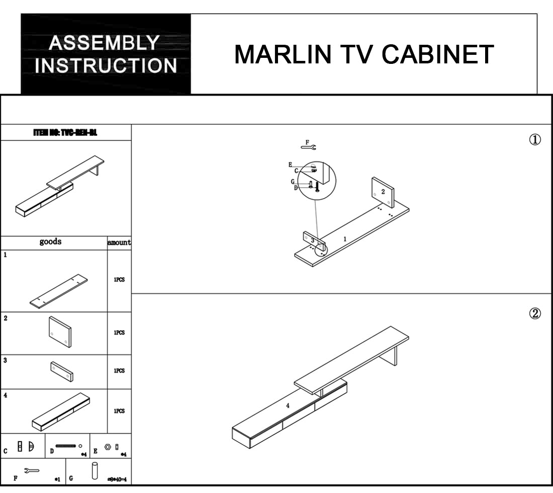 Marlin Adjustable Entertainment Unit Gloss White