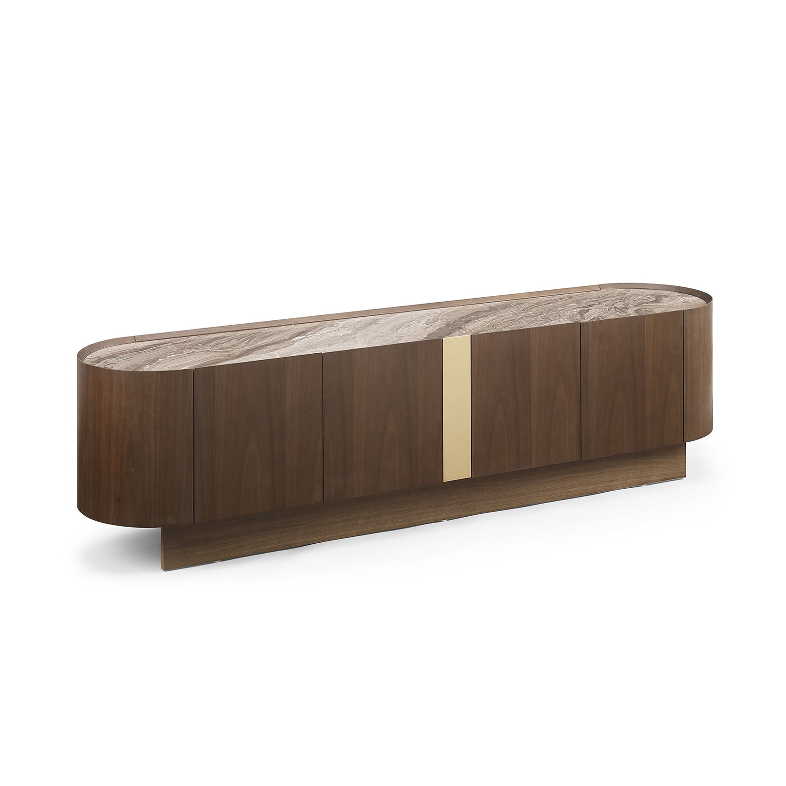 Venus Series TV Cabinet with Interior Melamine Storage - Dark Walnut