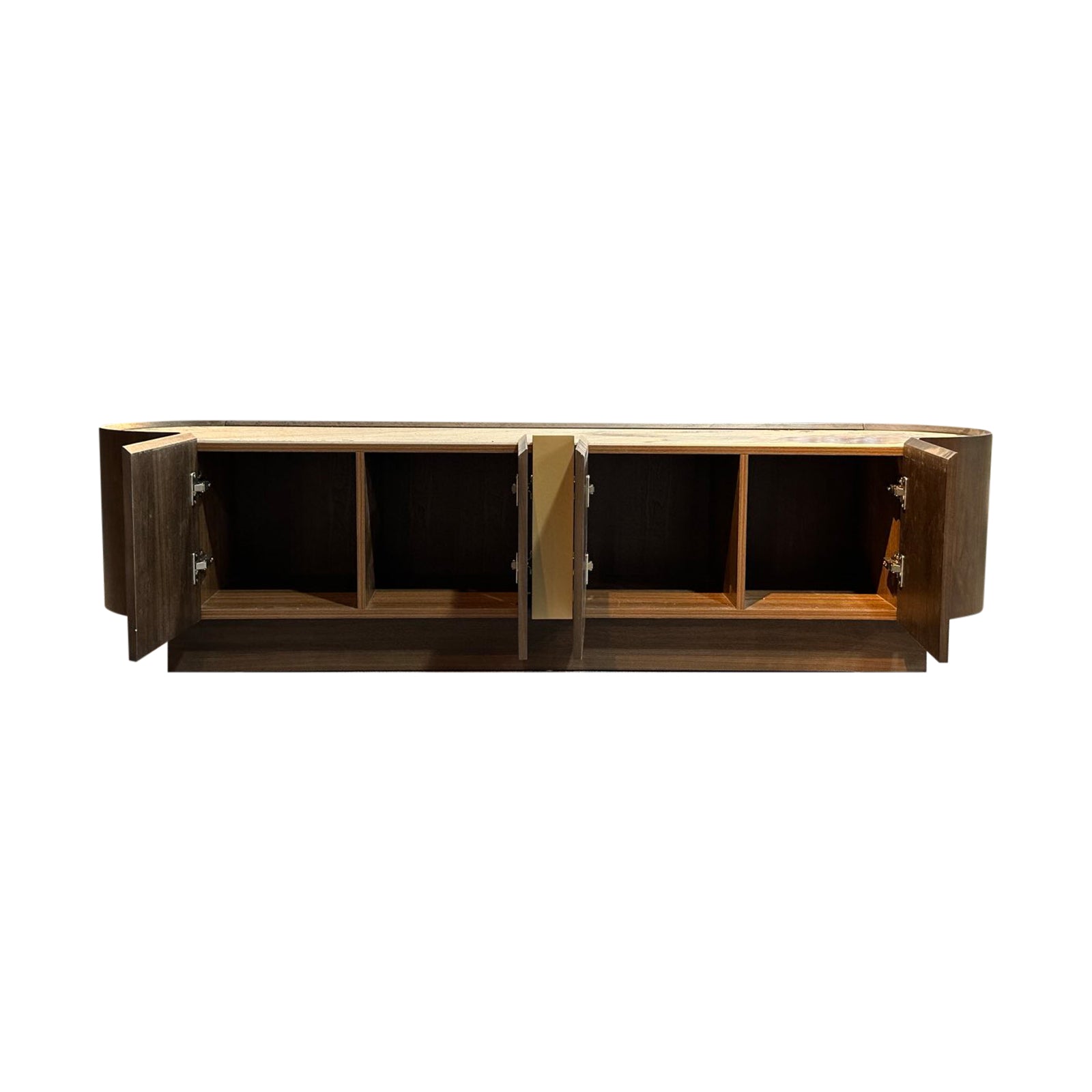 Venus Series TV Cabinet with Interior Melamine Storage - Dark Walnut