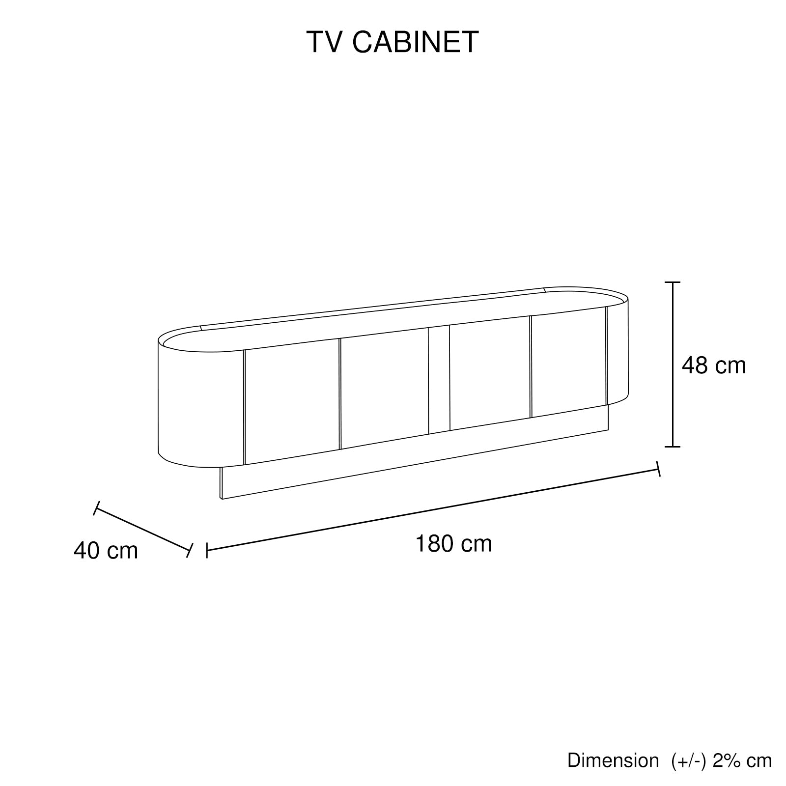 Venus Series TV Cabinet with Interior Melamine Storage - Dark Walnut