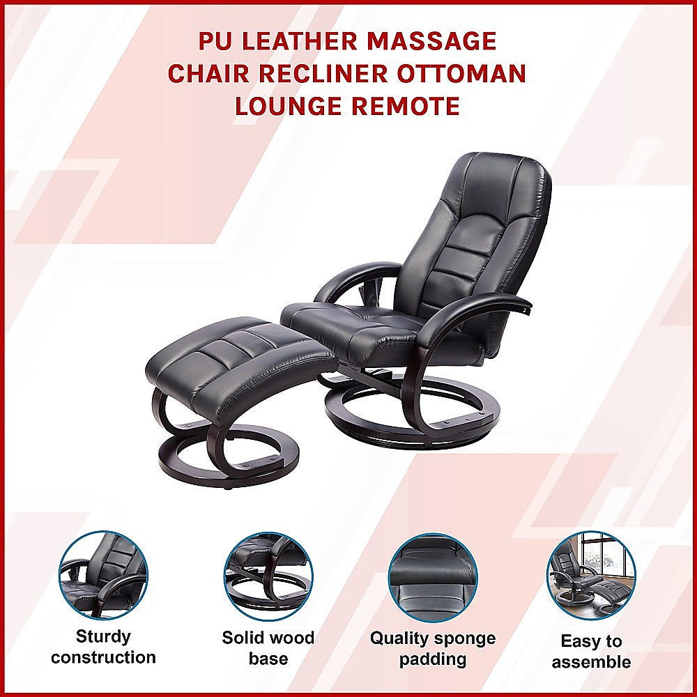 Luxury PU Leather Massage Recliner Chair with Ottoman & Remote Control
