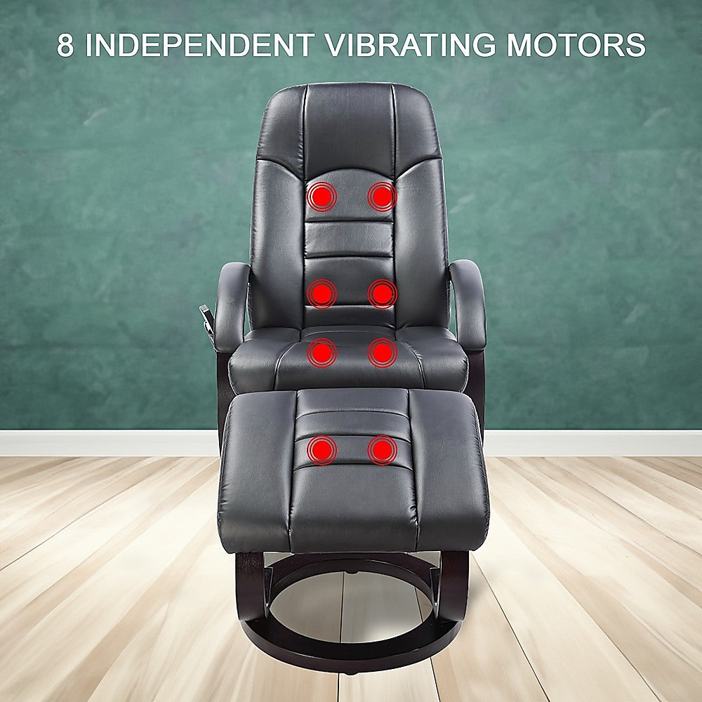 Luxury PU Leather Massage Recliner Chair with Ottoman & Remote Control