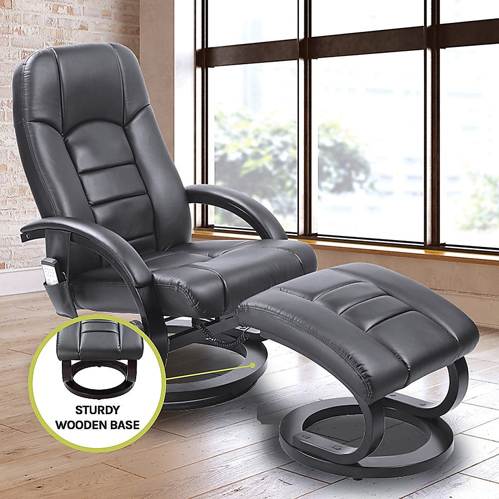 Luxury PU Leather Massage Recliner Chair with Ottoman & Remote Control