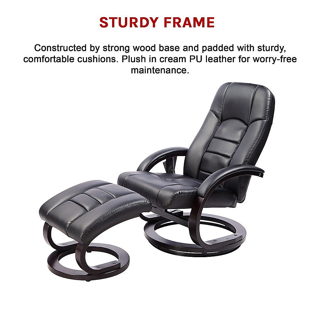 Luxury PU Leather Massage Recliner Chair with Ottoman & Remote Control