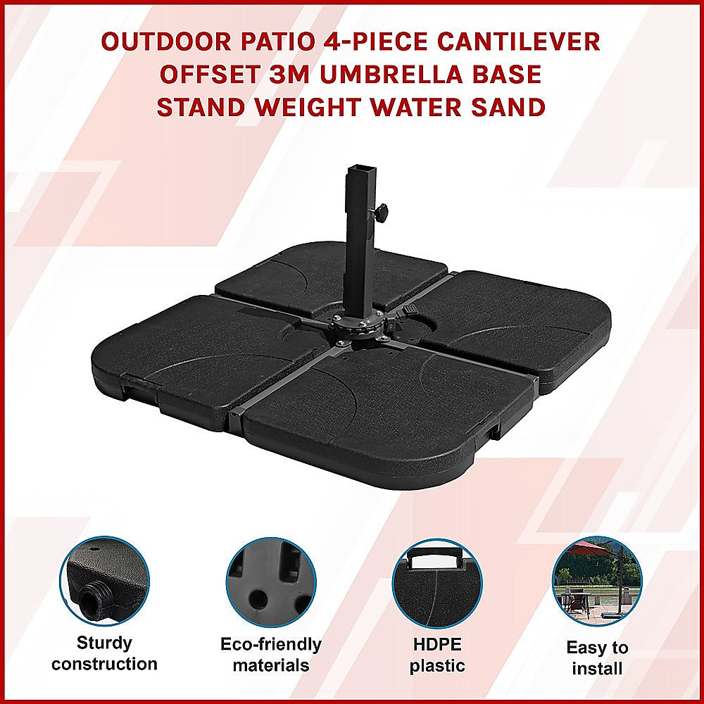 Outdoor Patio 4-Piece Cantilever Offset 3M Umbrella Base Stand