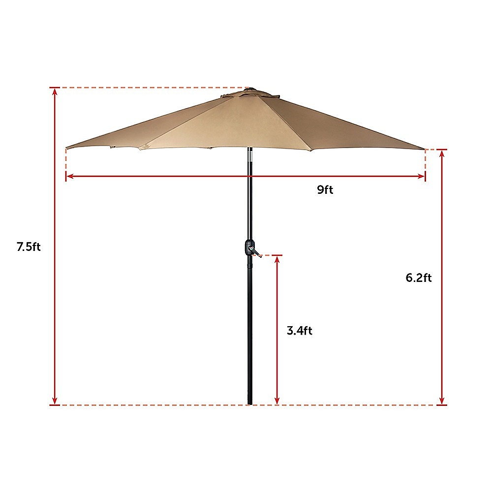 9ft patio umbrella outdoor garden table with 8 sturdy ribs 10