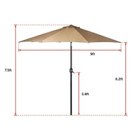 9FT Patio Umbrella Outdoor Garden Table with 8 Sturdy Ribs