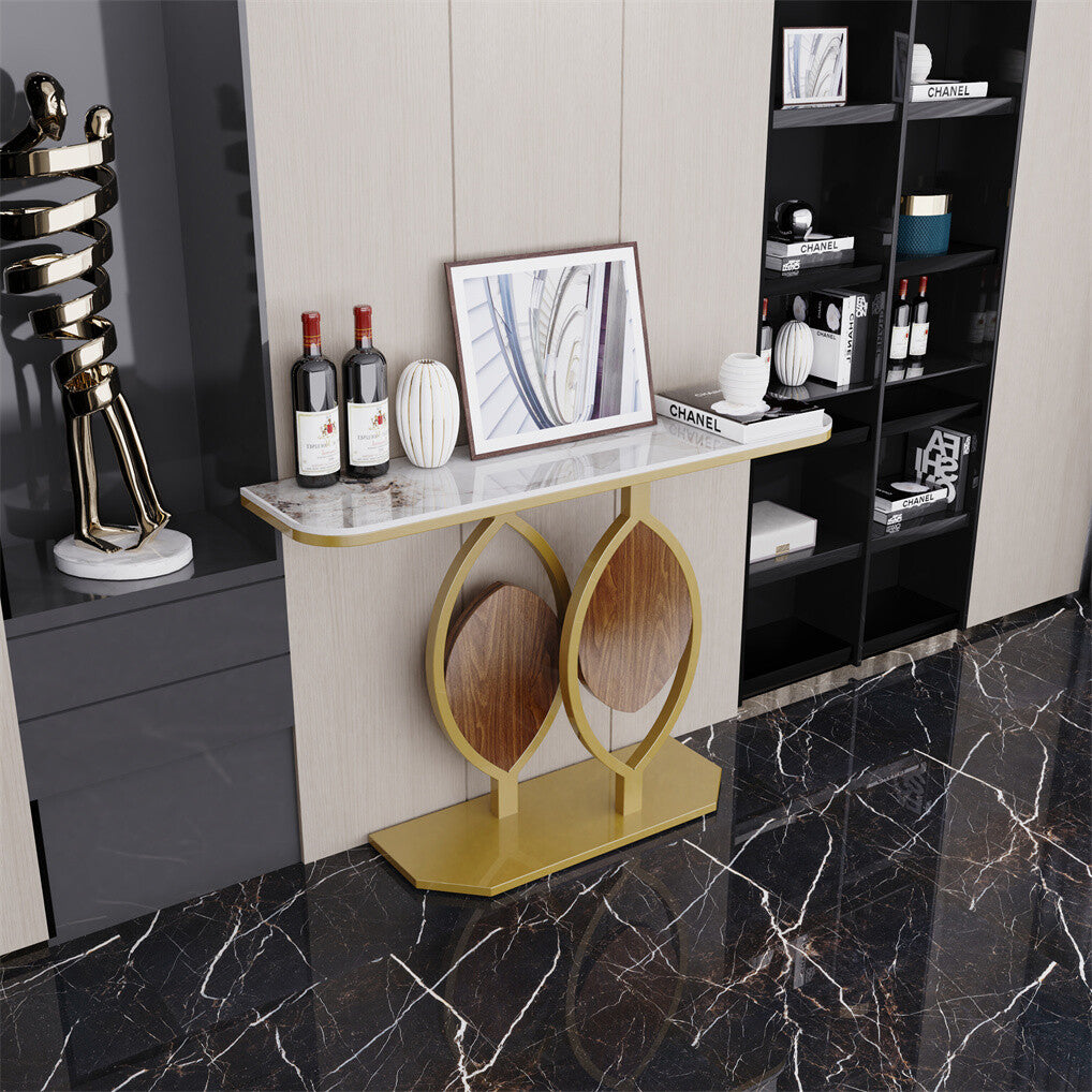 Luxury Sintered Stone Console Table – Metal Frame Base