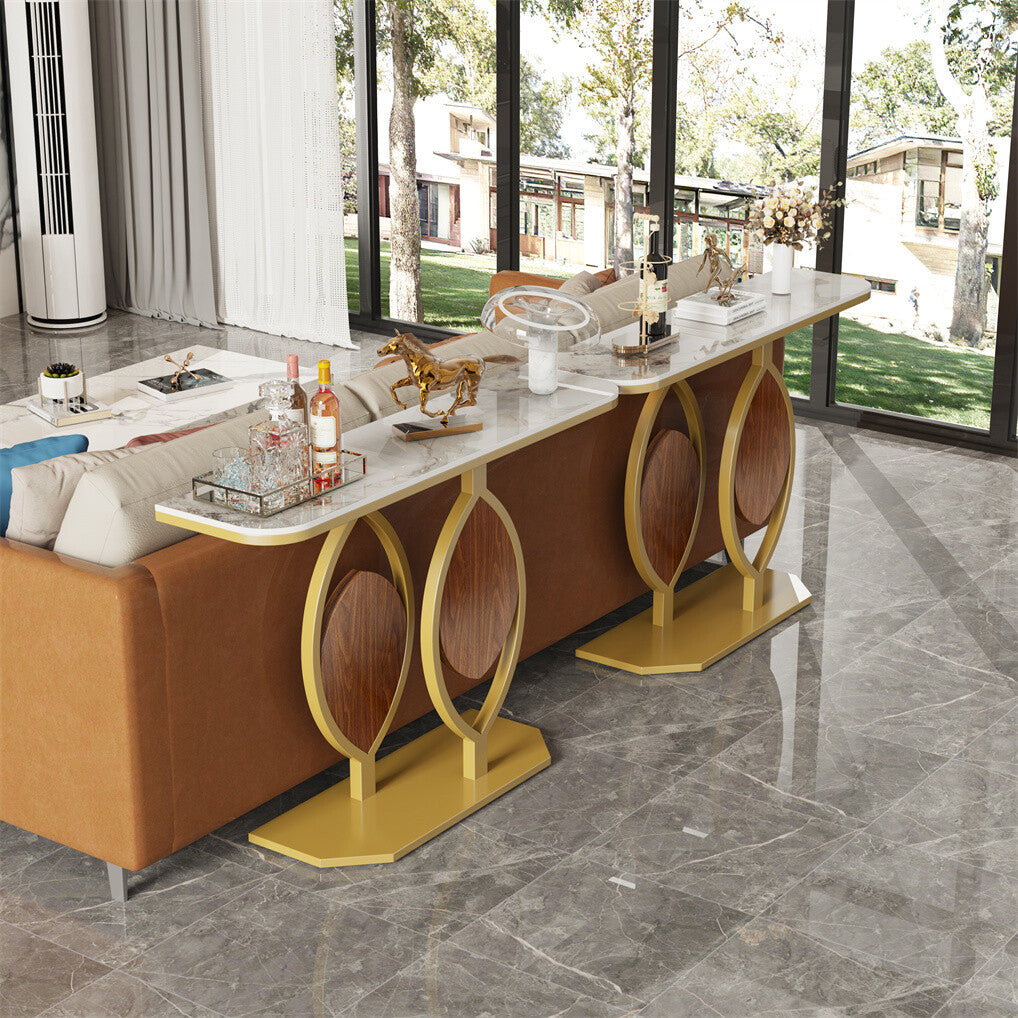 Luxury Sintered Stone Console Table – Metal Frame Base