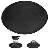 Fireproof Mat for Fire Pit and BBQ 24inch Black - Silicone Coated