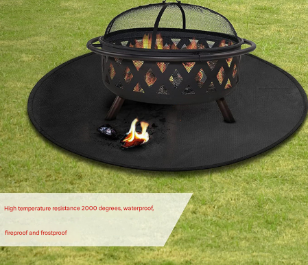 Fireproof Mat for Fire Pit and BBQ 30inch Black - Silicone Coated