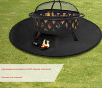Fireproof Mat for Fire Pit and BBQ 30inch Black - Silicone Coated