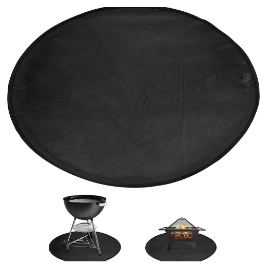 Fireproof Mat for Fire Pit and BBQ 30inch Black - Silicone Coated