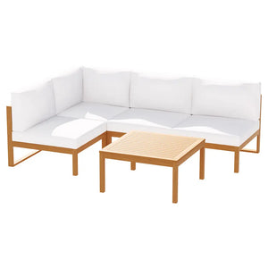Acacia corner 4-seater outdoor sofa set made from teak wood