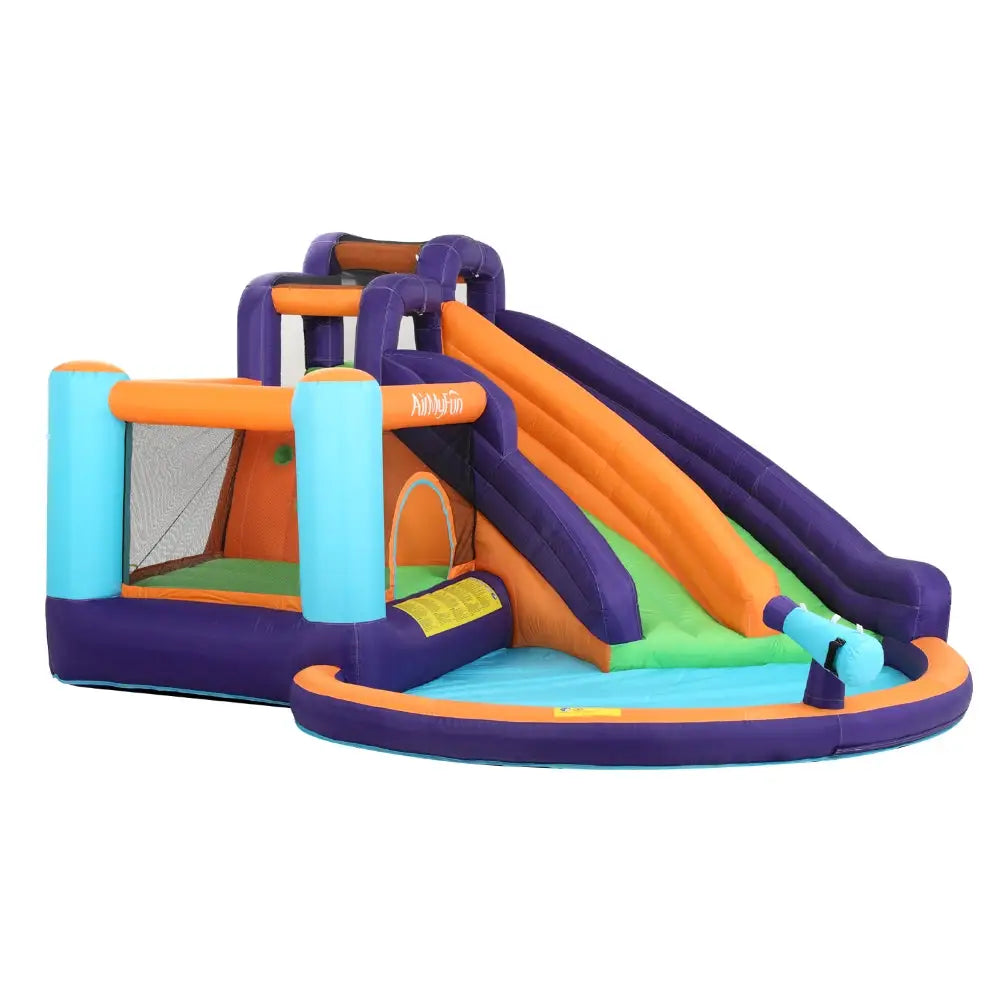 AirMyFun Inflatable Double Water Slide with Climbing Wall 4m