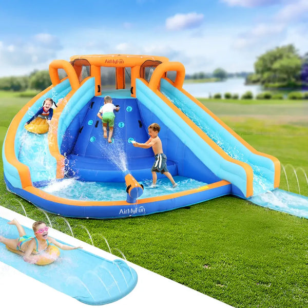 AirMyFun Kids Inflatable Pool Water Double Slide Park - 465X390cm