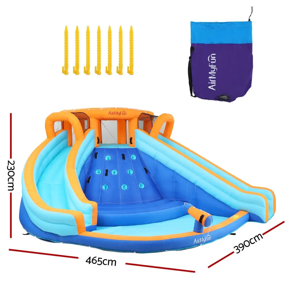 AirMyFun Kids Inflatable Pool Water Double Slide Park - 465X390cm