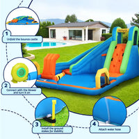AirMyFun Kids Inflatable Pool Water Slide Cannon Splash Park - 427X374cm