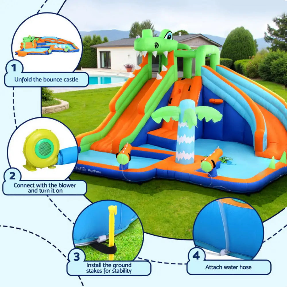 AirMyFun Kids Tropicana Inflatable Double Slide Water Park