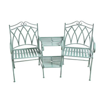 Alberche outdoor 2 piece sage companion set features two wrought iron garden chairs