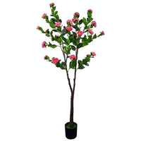 Artificial flowering camellia tree with lush green leaves - dark pink 180cm