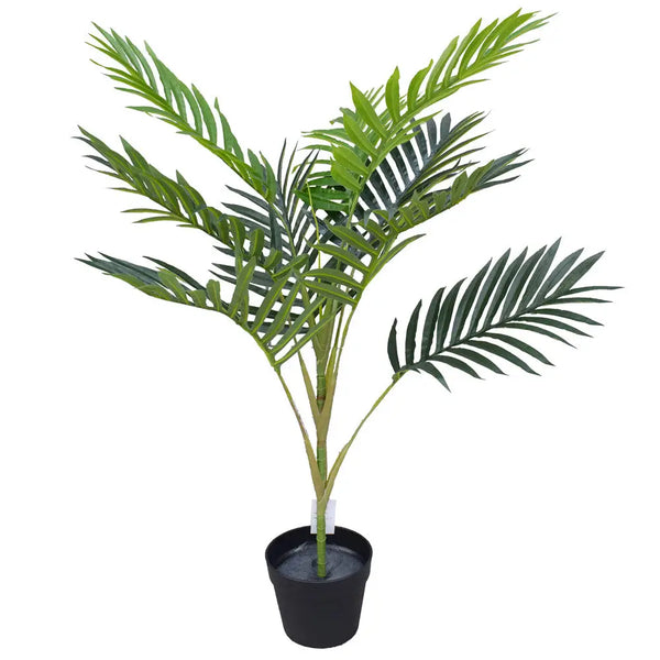 Artificial potted mountain palm plant with large green leaf