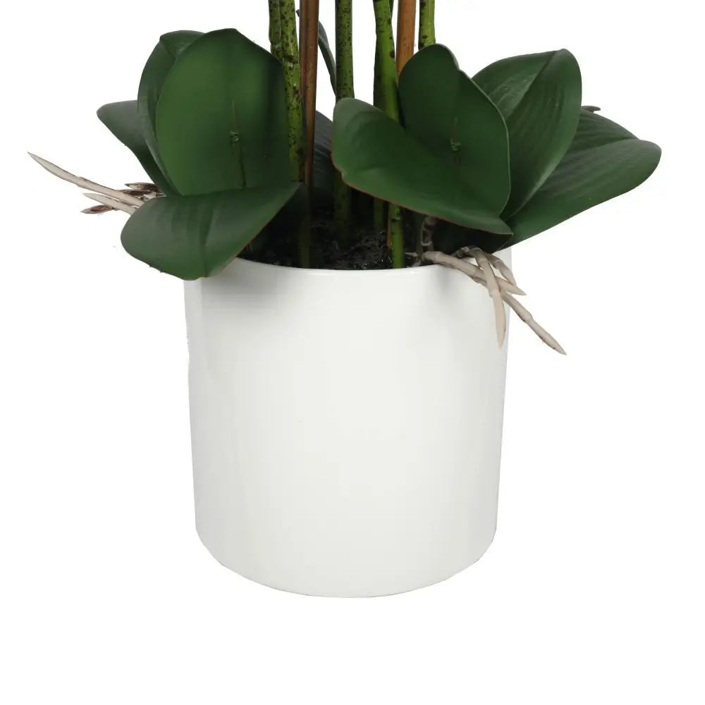 Artificial multi-stem white potted orchid 65cm for interior colour schemes