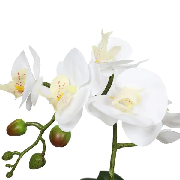 Artificial white phalaenopsis orchid with decorative pot - striking elegant flowers