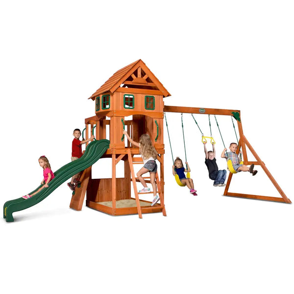 Backyard discovery atlantis play centre swing set with swing bars and slide
