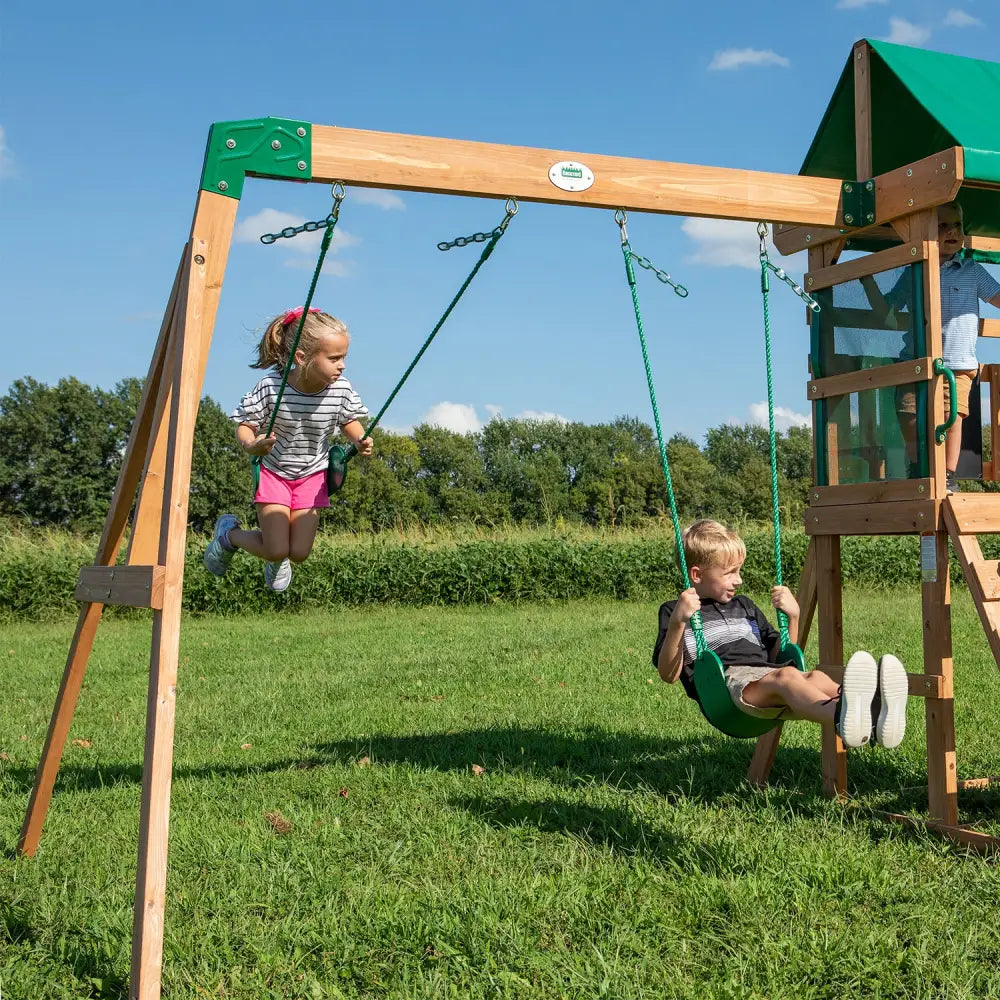 Backyard discovery buckley hill play centre wooden swing frame