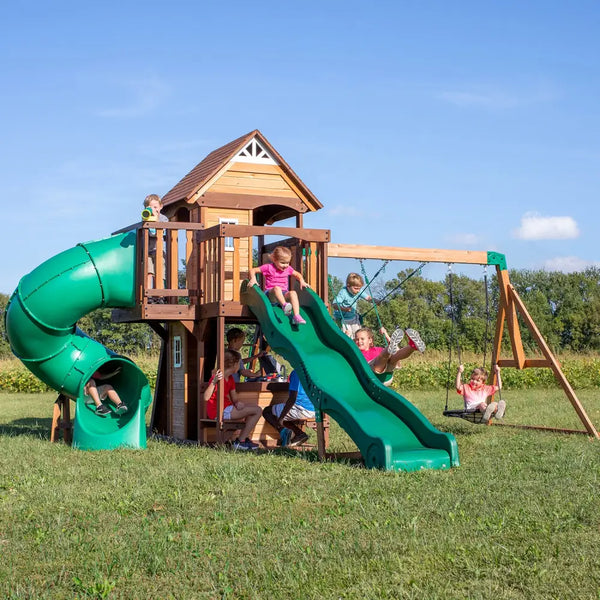 Backyard discovery cedar cove play centre with wooden play structure