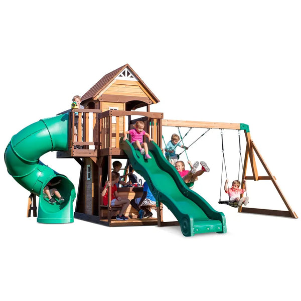 Backyard discovery cedar cove play centre with web swing - a great choice for children
