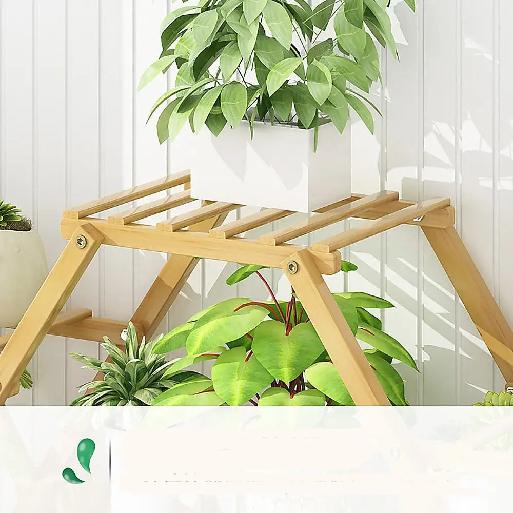 Bamboo multilayer plant shelf stand - light wood from travis machinery