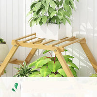 Bamboo multilayer plant shelf stand - light wood from travis machinery