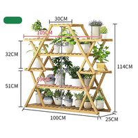 Bamboo multilayer plant shelf stand with three shelves by travis machinery bamboo - light wood