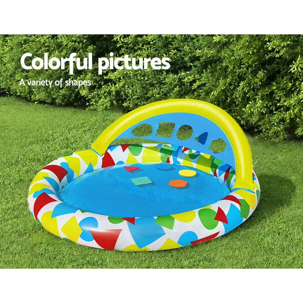 Bestway kids above-ground pool with colorful design and canopy