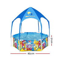Bestway kids pool 183x51cm steel frame swimming play pools with canopy cover