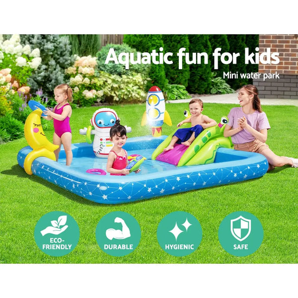 Bestway kids pool 228x206x84cm inflatable above ground swimming play pools 308l with inflatable water park and garden hose connection