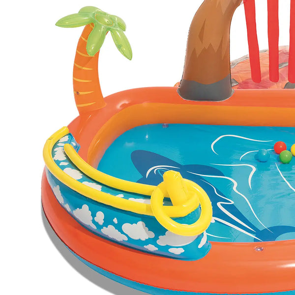 Bestway kids pool with slide - detachable water blob, inflatable ring - 265x265x104cm