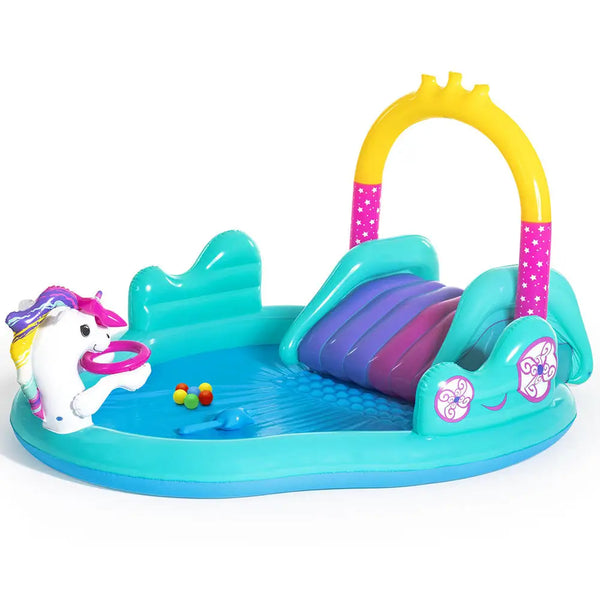 Bestway kids pool 274x198x137cm inflatable above ground swimming play pools with little mermaid and unicorn design