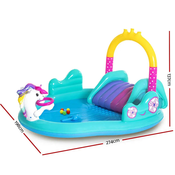 Bestway kids pool with little mermaid inflatable and dolphin - above ground swimming play pool 274x198x137cm