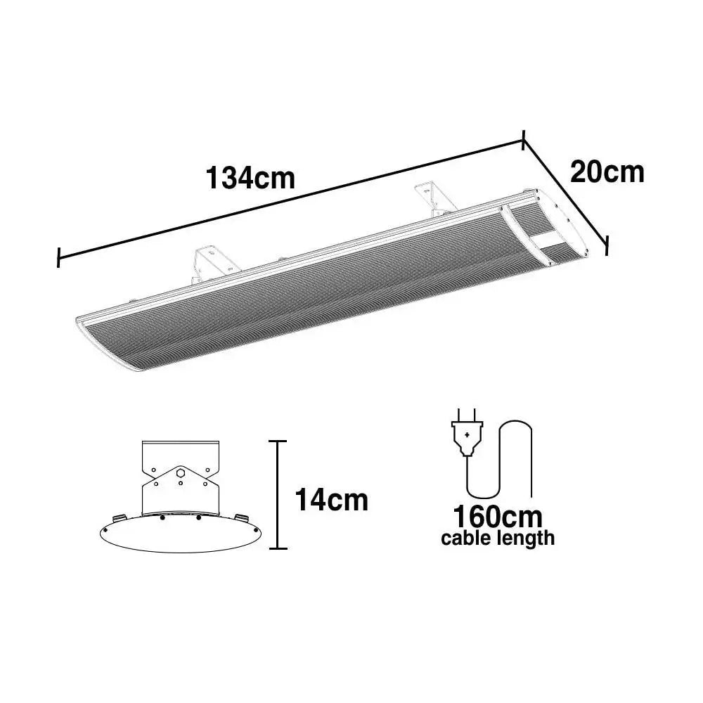 Bio electric outdoor strip heater alfresco ceiling wall mount heating bar panel x 2 - 2400w 9