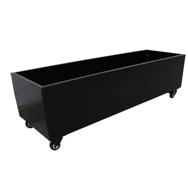 Black metal versatility planter medium with wheels 1