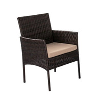 Breeze 4-seat wicker outdoor lounge set with brown wicker chair and beige cushions