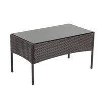Breeze 4-seat outdoor wicker coffee table with glass top