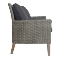 Byron 3pc rattan outdoor sofa set 2 seater and 2 arm chairs - gray wicker chair with black cushion