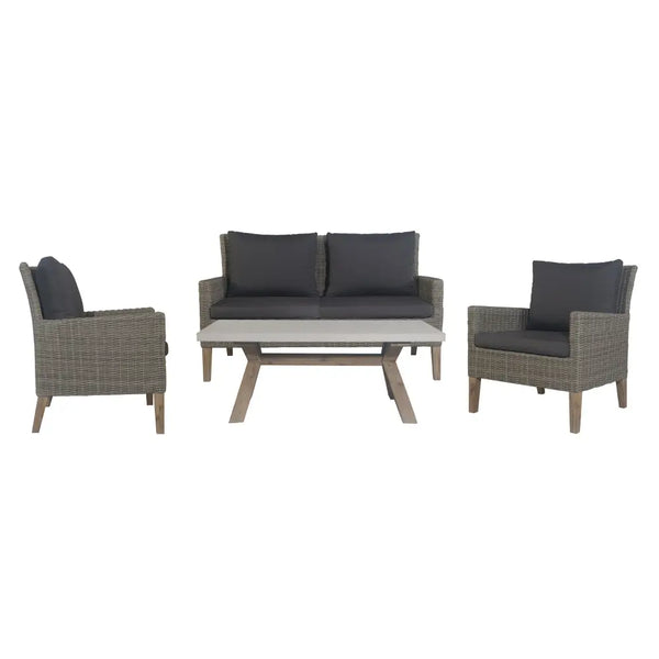 Byron 4pc rattan outdoor sofa set with coffee table and 2 seater wicker furniture