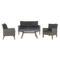 Grey wicker lounge set with 2 chairs and coffee table by byron 4pc rattan outdoor sofa set